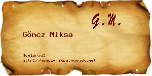 Göncz Miksa névjegykártya